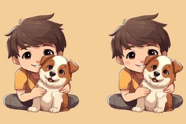 آیا می‌توانید ۳ تفاوت تصویر پسر بچه و سگش را در 7 ثانیه پیدا کنید؟