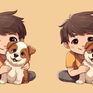 آیا می‌توانید ۳ تفاوت تصویر پسر بچه و سگش را در 7 ثانیه پیدا کنید؟