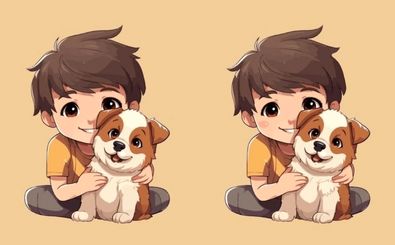 آیا می‌توانید ۳ تفاوت تصویر پسر بچه و سگش را در 7 ثانیه پیدا کنید؟