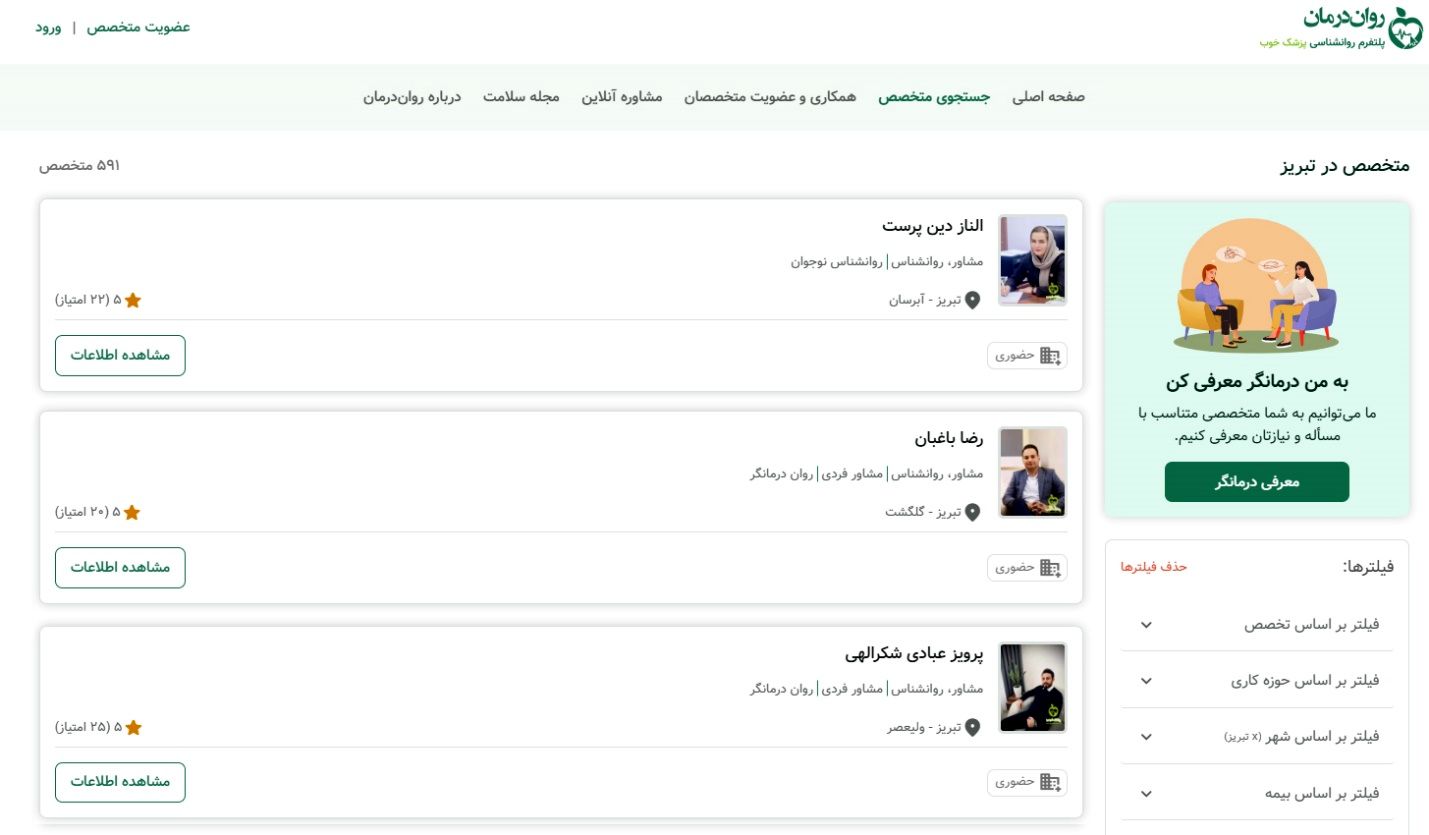 روانشناس برتر تبریز در سال 1403