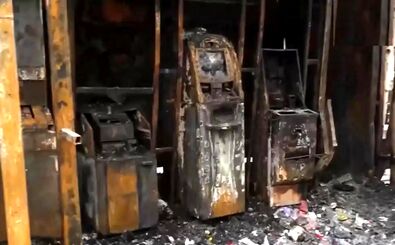 فیلم آتش زدن 7 دستگاه خودپرداز که جزغاله شده اند