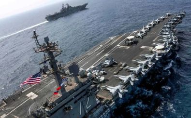 ادعای آمریکا: پهپاد ایران را نزدیک آبراهام لینکلن با اف 35 زدیم/ ویدئو