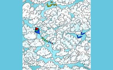 فقط در ۵ ثانیه، گوسفند پنهان شده در میان ابرها را پیدا کنید