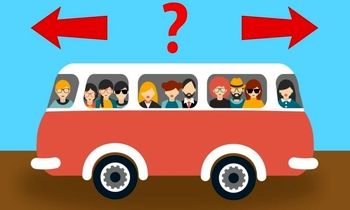 در این تصویر اتوبوس به کدام جهت در حال حرکت است؟