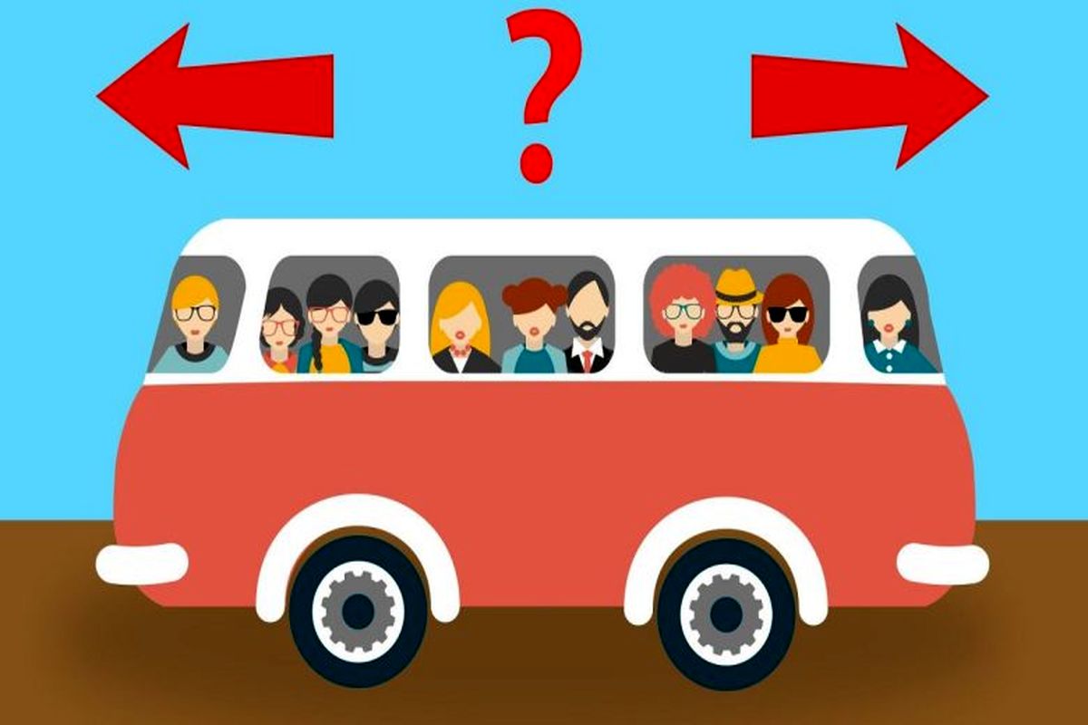 در این تصویر اتوبوس به کدام جهت در حال حرکت است؟