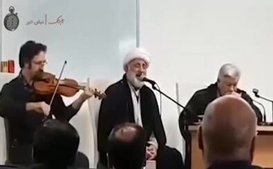 آوازخوانی عجیب یک روحانی با ویولن/ ویدئو
