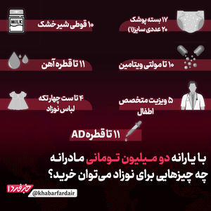 با یارانه دو میلیون تومانی مادرانه چه چیزهایی برای نوزاد می توان خرید؟