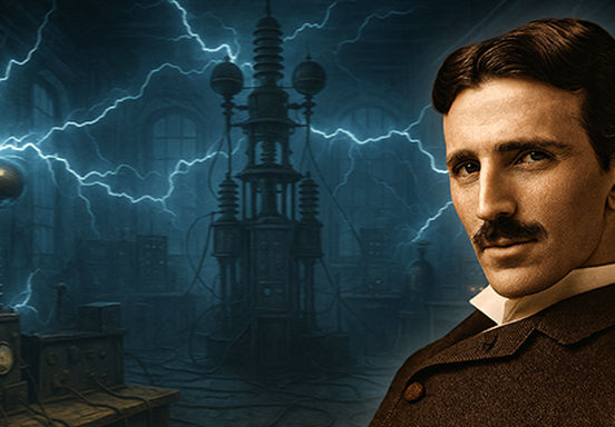 نیکولا تسلا نشسته در آزمایشگاهش/ عکس