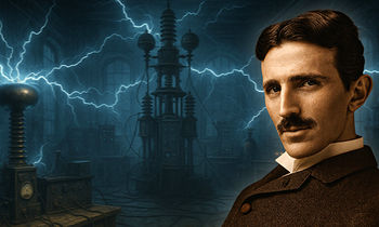 نیکولا تسلا نشسته در آزمایشگاهش/ عکس