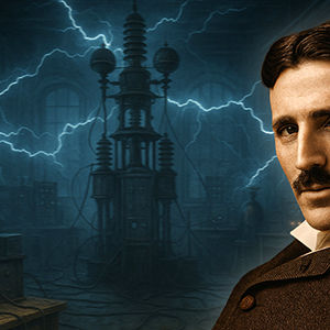 نیکولا تسلا نشسته در آزمایشگاهش/ عکس