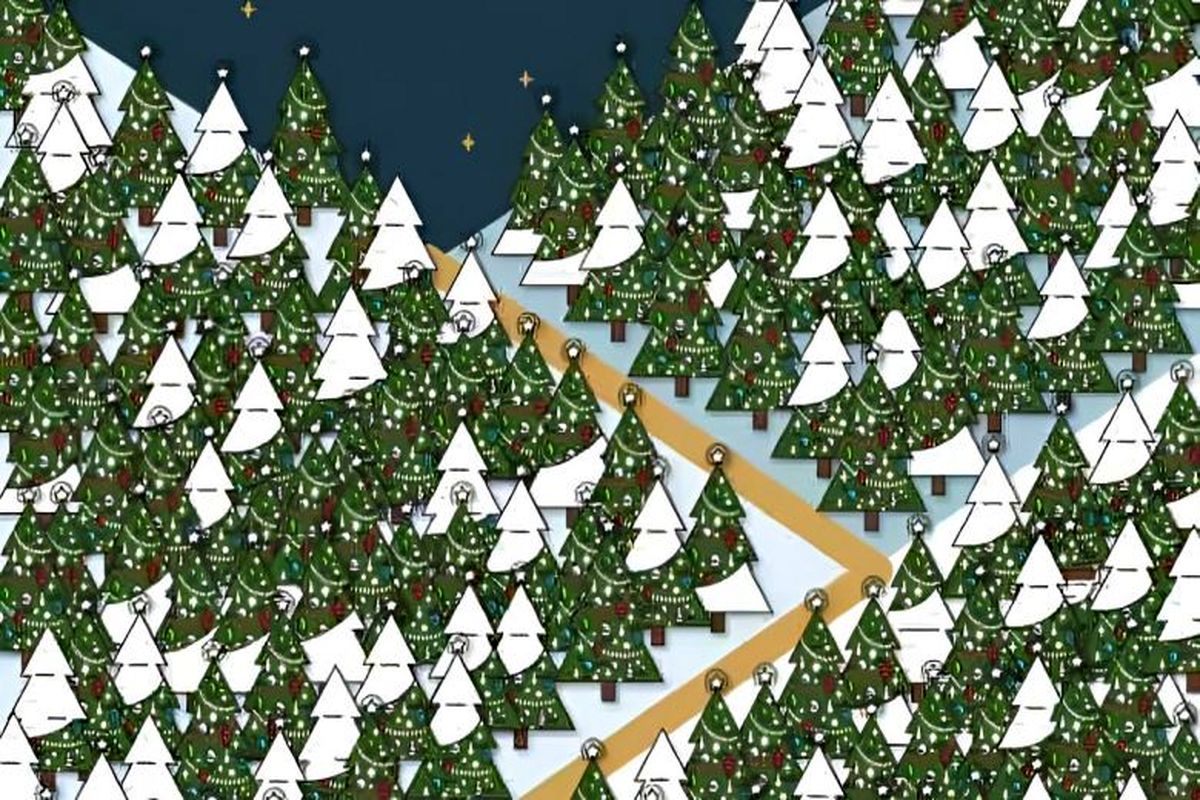  جن کریسمسی پنهان شده در جنگل کاج را پیدا کنید