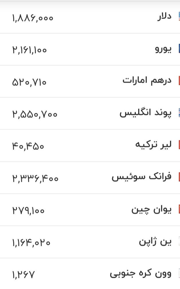 قیمت جدید دلار، یورو و سایر ارزها امروز ۲۶ تیرماه ۱۴۰۵/ جدول