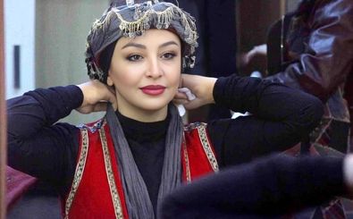 استایل جنجالی مه‌لقا باقری با لباس قرمز/ عکس